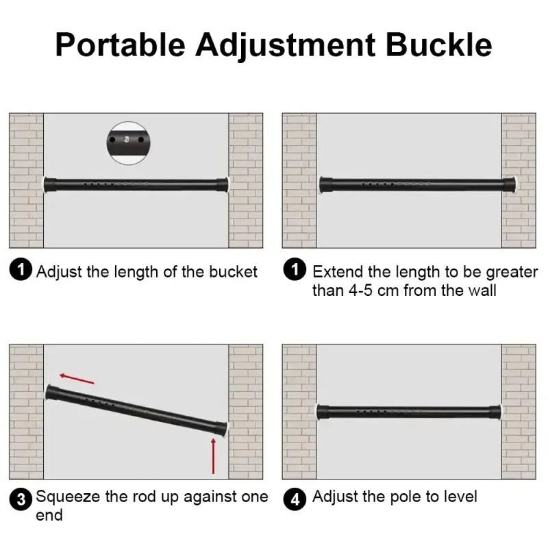 Curtain Rods Adjustable Drapery Rods Shower Curtain Rods No Drilling Non-Slip Telescopic Rod 70-360cm Optional