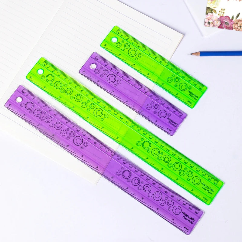 1pc Colorful Student Flexible Ruler 30cm/12inch 15cm/6inch Plastic Straight Rulers Kawaii Ruler Primary School Cute Stationary