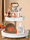 6ps Rustic Farmhouse Fall Decor Set - Autumn Pumpkin Theme, Wooden Tiered Tray Accents For Thanksgiving & Harvest Season
