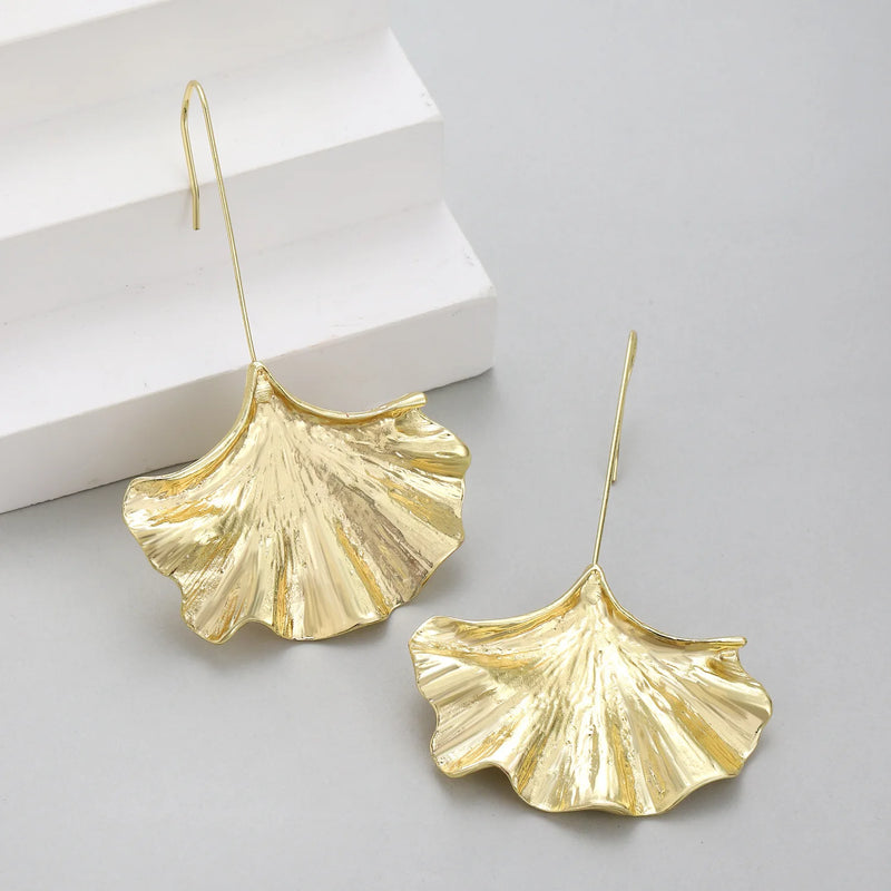 Niche Simple Gold Color Ginkgo Leaf Dangle Earrings For Women Party Birthday Fashion Jewelry Trend Custom Jewelry