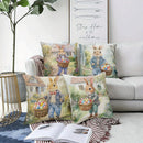 Happy Easter decoration pillow cover country farmhouse home room decoration Rabbit and egg pattern printing sofa cushion cover