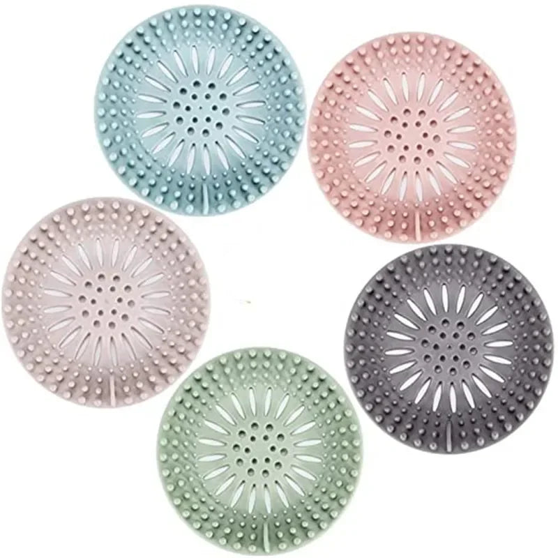 2Pcs Round Silicone Drain Hair Catcher, Kitchen Sink Strainer Bathroom Shower Bath Stopper Drain Cover Hair Trap for Kitchen