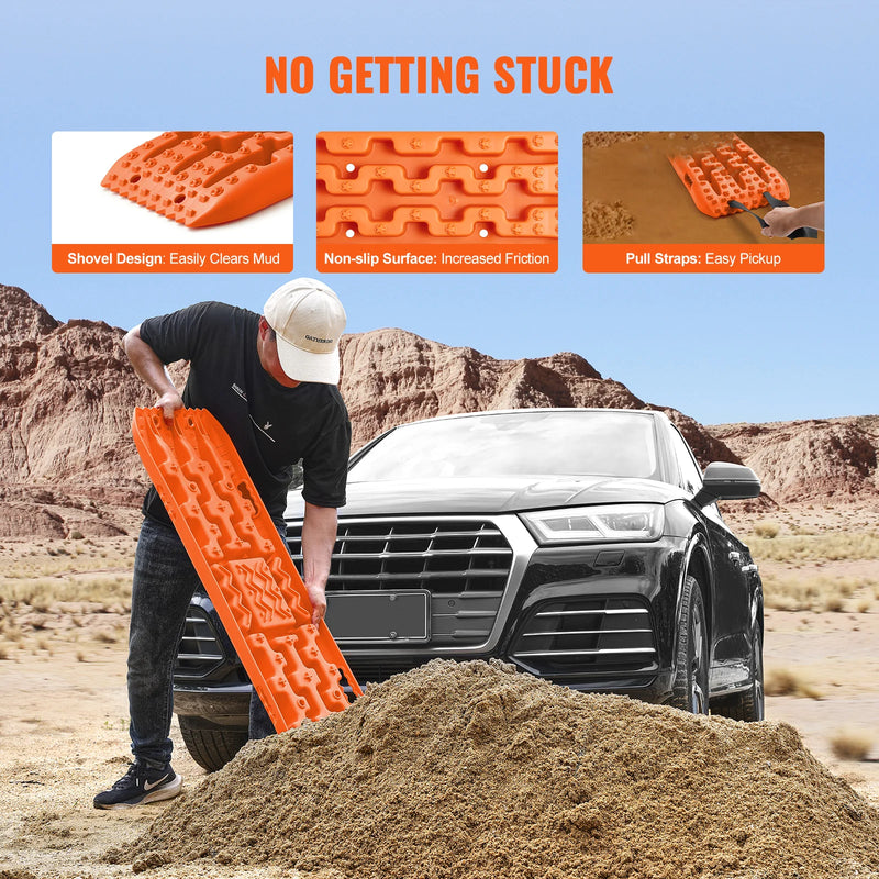 SucceBuy 10 TON Traction Boards with PP Material Recovery Boards for Off-road Vehicle Car Pickup SUV RV Pair Tire Traction Mats