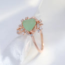 Kinel New Trend Crystal Flower Ring for Women Fashion Green Natural Zircon Accessories 585 Rose Gold Color Fine Daily Jewelry