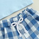 Adorable Infant Easter Outfit with Bunny and Carrot Embroidery Short Sleeve Tee and Plaid Shorts Set for Boys