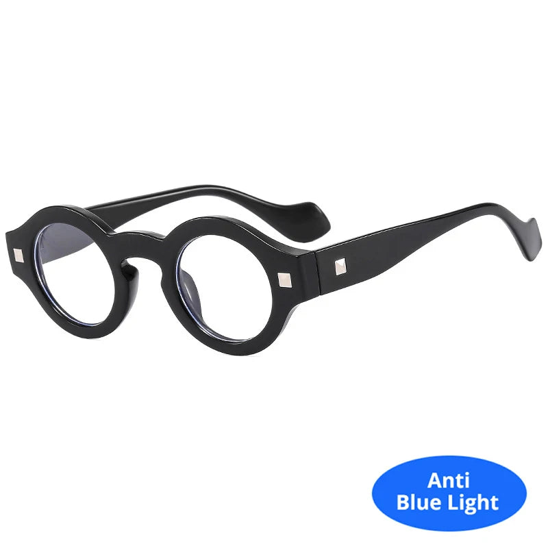 Vintage Rivet Small Round Sunglasses Women Men Metal Hinge Glasses Frame Grey Transparent Shades Outdoor Eyewear