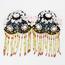 Exquisite Manual Dingzhu Flower Rhinestones Bead Diamond Punk Wind Coat Suit Brooch Tassel Badge Epaulets Shoulder Patches