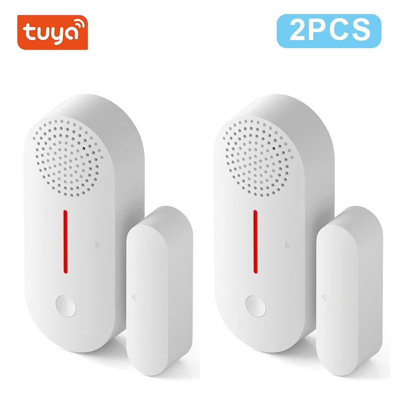 Tuya Smart WiFi Door Window Sensor Sound WiFi Security Alarm Door Open Closed Detectors APP Remote Control Timing Arm and Disarm