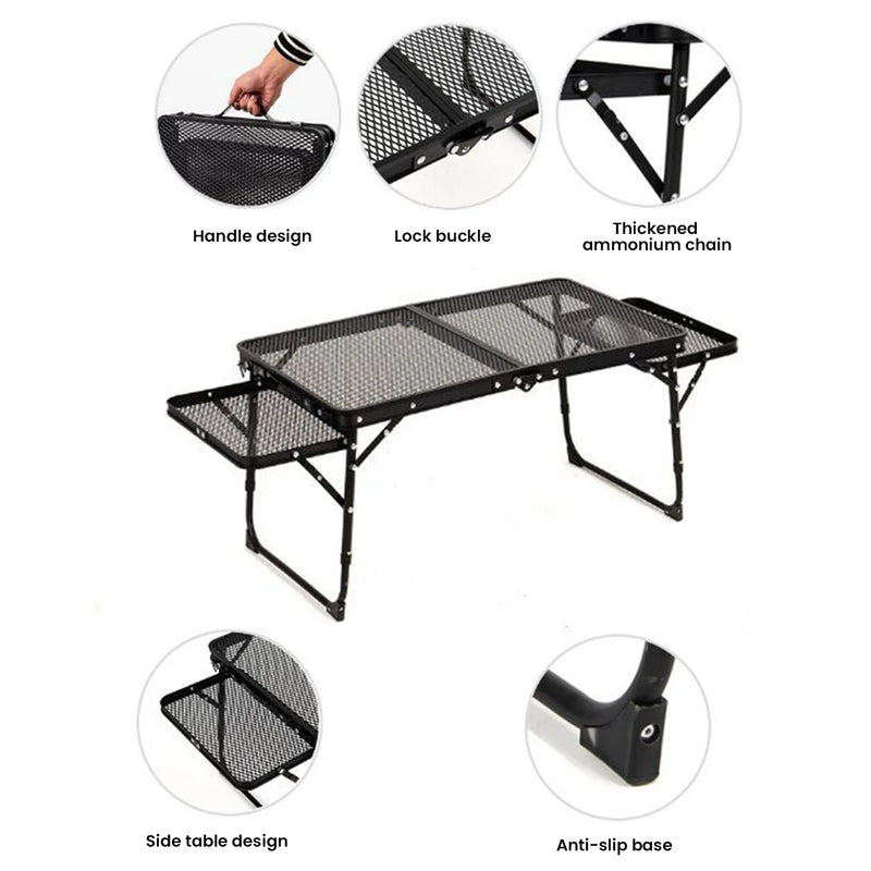 Camping Table Iron Mesh Folding Table Portable Outdoor Camping With Lifting Shelf Aluminium Alloy Dining Table