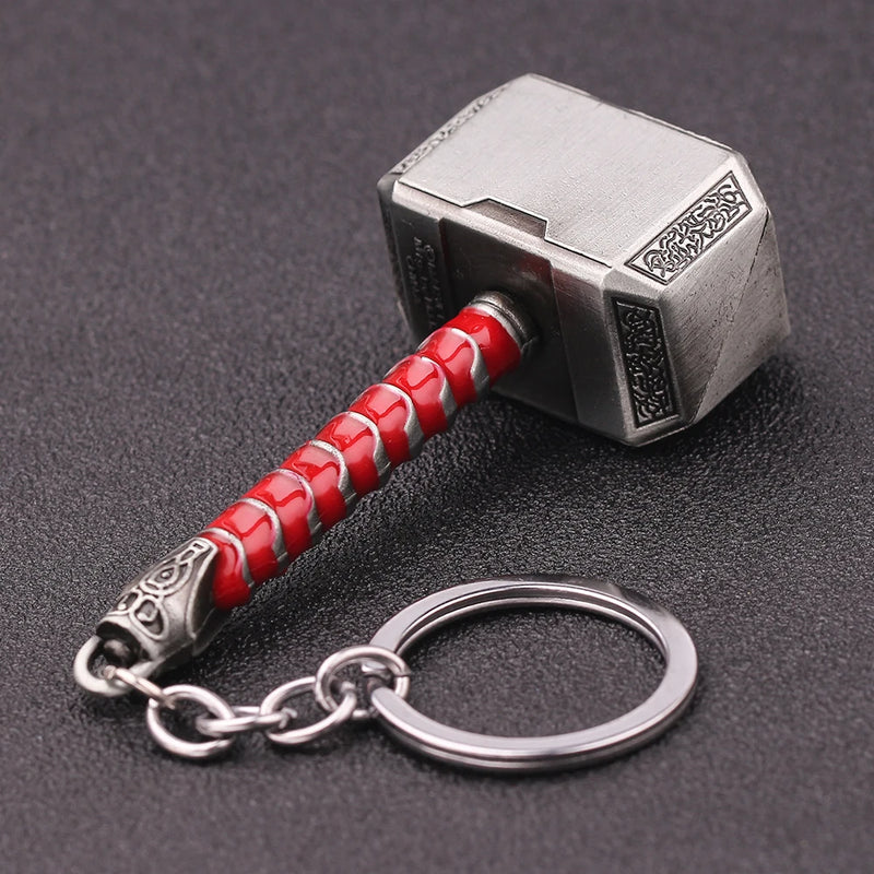 Disney Marvel Superhero Avengers Movie Keychain Thor Hammer Metal Keychain Men Women Car Keyring Fans Gift Kids Key Ring