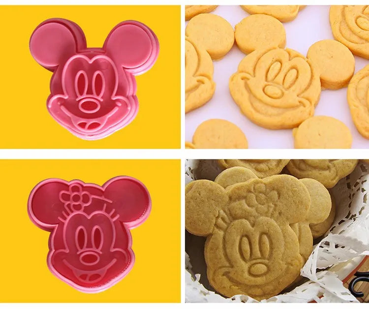 Disney Mickey Mouse Cartoon Baking 3D Mold Diy Baking Cookie Cake Rice Ball Mold Plastic Mold Birthday Party Decoration Toy Gift