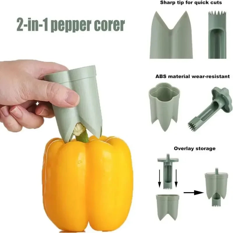 Pepper Corer Chili Seed Remover Twist Seed Bell Core Separator Cutter Jalapeno Peppers Cucumber Tomato Deseeder Kitchen Tool