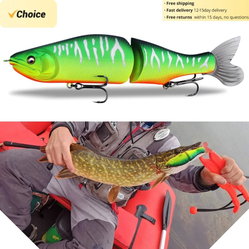 TSUYOKI Glide bait Lures 185mm 64g Jointed Swimbait ABS Body With Soft Tail SwimBaits I-Slide 185 Glidebait to Target Big Bass