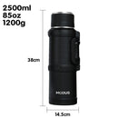 2.4L Large Capacity Flasks Water Bottle Stainless Steel Thermos Bottle Vacuum Insulated Water Outdoor Travel Bottle