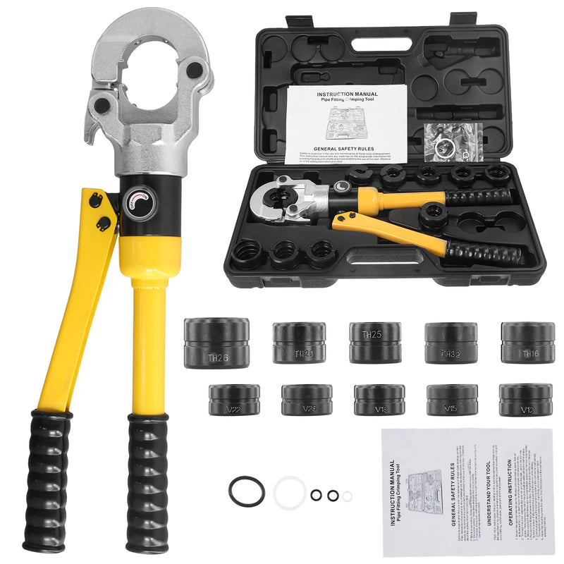 Hydraulic Pipe Crimping Tool Adjustable Crimper with Heavy-Duty Pressure for Copper Stainless Steel PEX Pipes TH V12/15/18/22/28