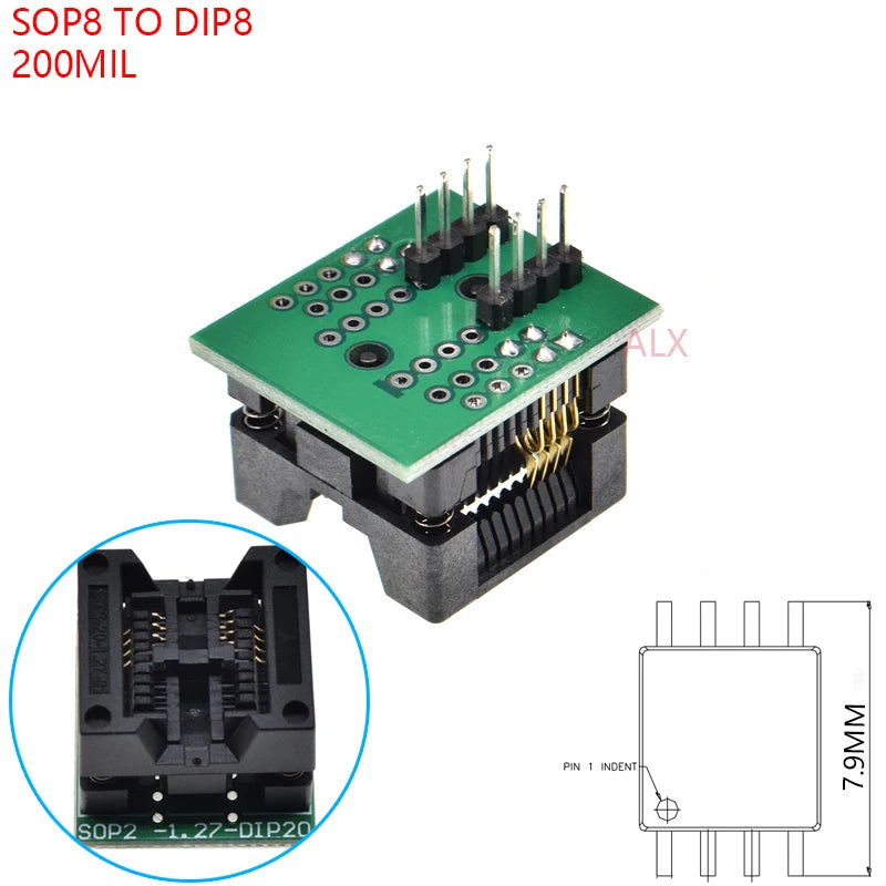 Sop8/Sop14/Sop16/Sop20/Sop28/44/Tssop8/Tssop16/Tssop20/Tssop28/TQFP32/LQFP44 To Dip Programmer Adapter Socket 150/208/173/300mil