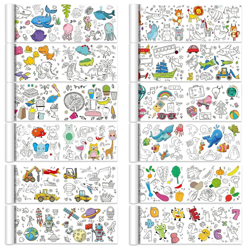 90cm Animal Canvas Children's Drawing Roll DIY Coloring Paper Roll Color Filling Graffiti Paper-cut Painting Educational School