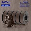 JAYO Wood PLA 3D Filament 1.75mm 1.1KG PLA Wood Texture 3D Printer Filament 15% Wood Fiber 3D Printing Materials 5Rolls/Set