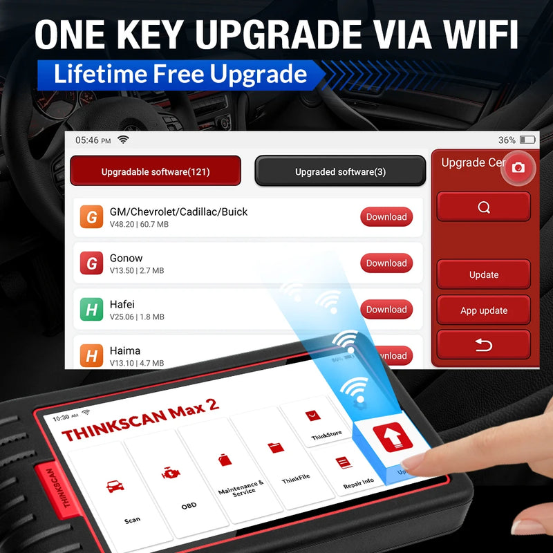 THINKCAR ThinkScan Max2 All System Diagnostic Tool OBD2 Scanner 28 Resets Bi-Directional ECU Coding Support CANFD Lifetime Free