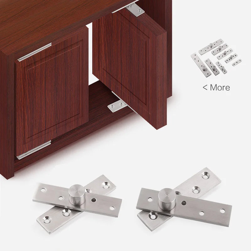 Central and Offset-Axes Rotating Hinge 360 Degree Door Pivot Hinge Concealing Up Down Shaft for Wooden Doors, Stainless Steel