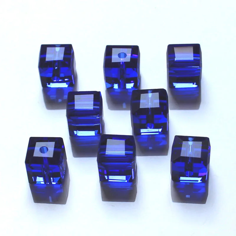 StreBelle AAA 50pcs/Lot Cube Loose Spacer Bead Jewelry Making Mix Colors 8x8mm Crystal Glass Beads Facet Square Shape