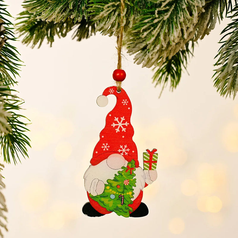 Christmas Wooden Pendant santa car pattern Xmas Tree Hanging Ornaments Christmas Decorations for Home Navidad Gift New Year 2023