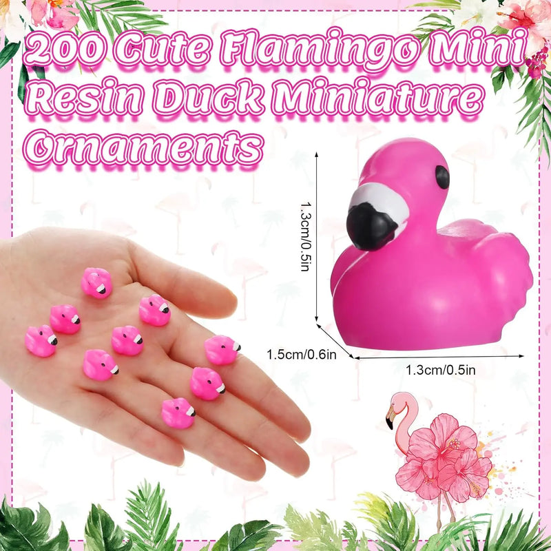 100Pcs Mini Resin Flamingo Ducks Cute Flamingo Figurines Cake Topper Garden Dollhouse Landscape Aquarium Ornaments DIY Crafts