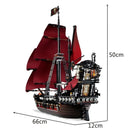 MOC Pirates Of The Caribbean Ship Queen's Revenge Warship Black Pearl Sailboat Building Block Bricks Assembly Kids Christmas Toy