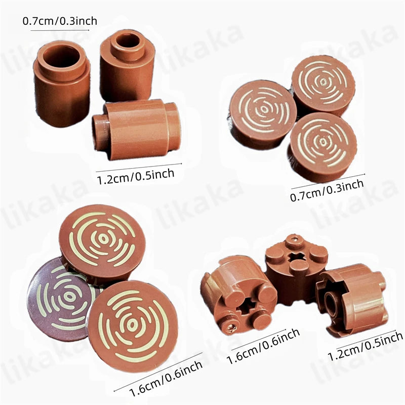 50pcs Brown Tree Stump Building Blocks Toy Set City Farm Wooden Blocks Accessories Set DIY Toys Parts for Kids Birthday Gifts