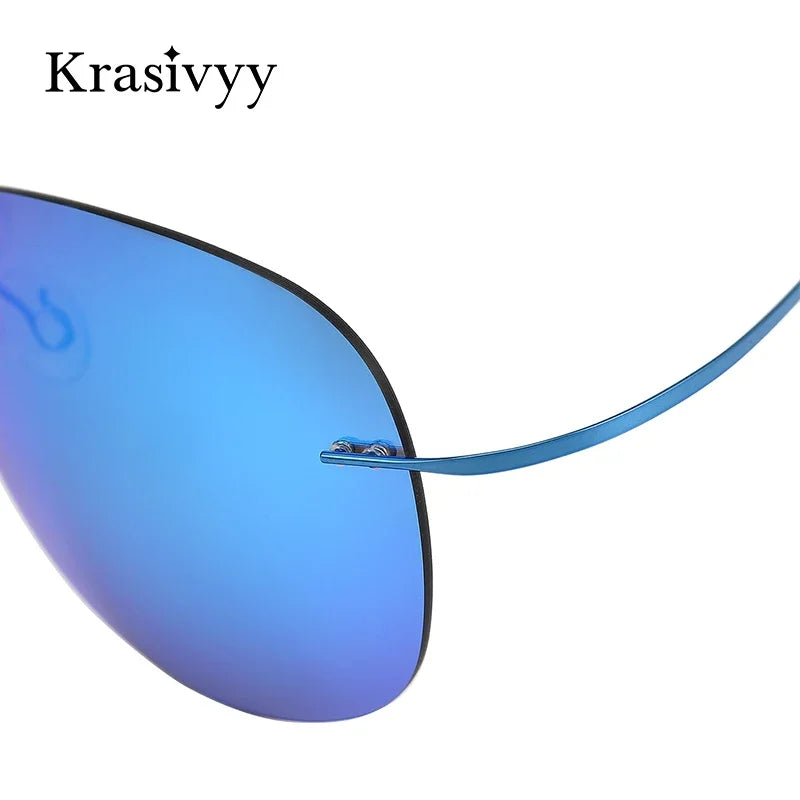 Krasivyy Rimless Polarized Sunglasses Men Pure Titanium Ultralight Oval Women Driving Sun Glasses Brand Pilot UV400 Eyeglasses