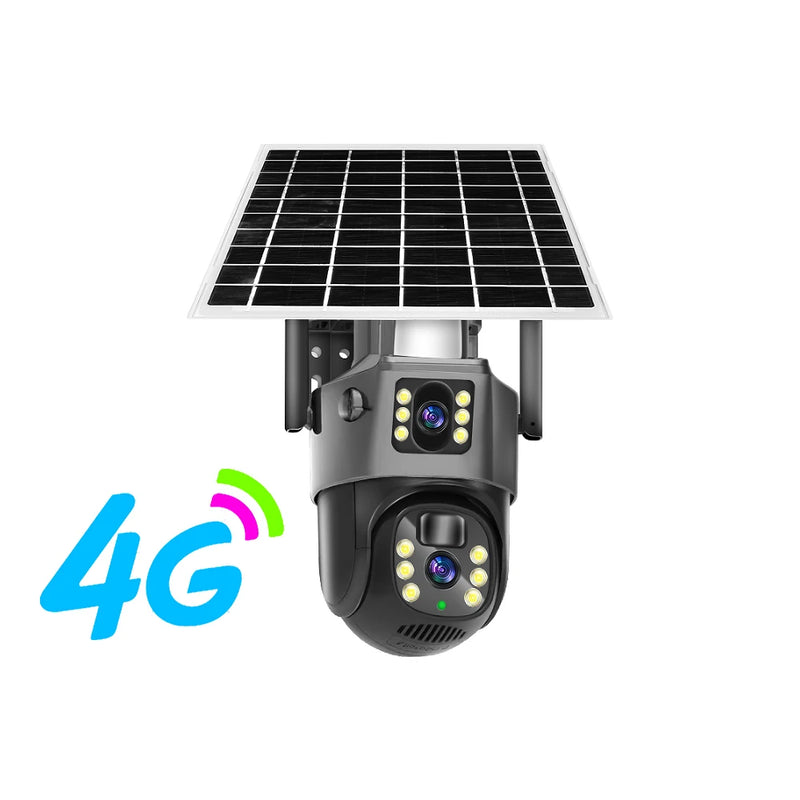 Linook V380， Wireless 4G SIM card outdoor solar camera waterproof 360 dual lens 4K, CCTV security protection IP camera,