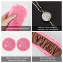 6Pcs Plush Car Accessories Set Plush Steering Wheel Cover Soft Fuzz Handbrake Gear Shift Cover Bling Mirror Ornament