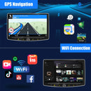 ESSGOO Android 14 4+64G Carplay Car Stereo Radio 1 DIN 10.1" Rotatable Screen GPS NAVI RDS w/ Microphone Knob Colorfull Button