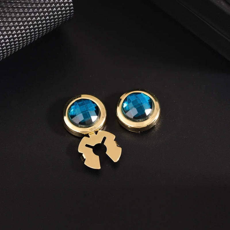 Luxury Rhinestone Button Cap Non-French Shirts Clamshell Cufflinks Round High-end Men's Shirt Buttons Accessories Gifts for Men