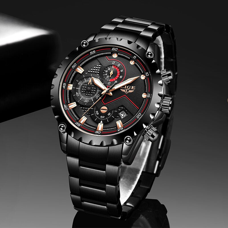 LIGE New Mens Watches Stainless Steel Watch For Men Waterproof Luminous Quartz Watch Men Business Date Clock Relogio Masculino