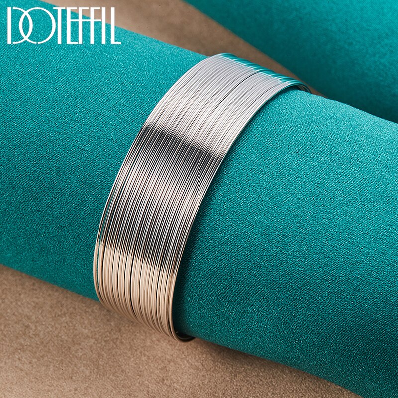DOTEFFIL 925 Sterling Silver Multi-Line Bracelets Bangle For Women Fashion Jewelry High Quality Gift Free shipping