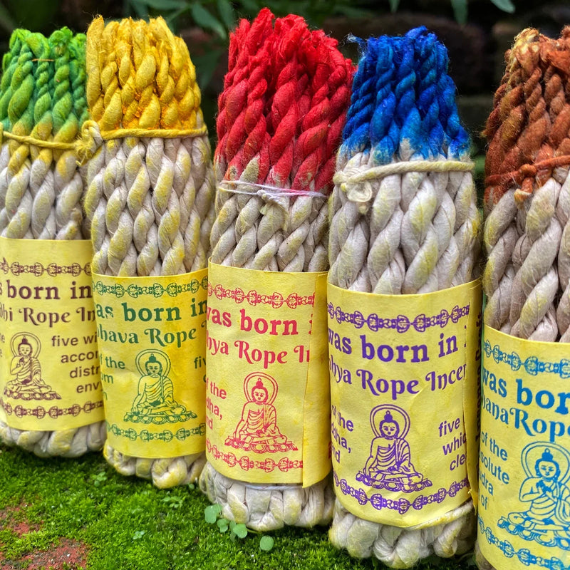 Nepal Handmade Herbal Rope 25 Bundle White Sage Buddha Incense String for Home Bedroom Temple Meditation Herbs