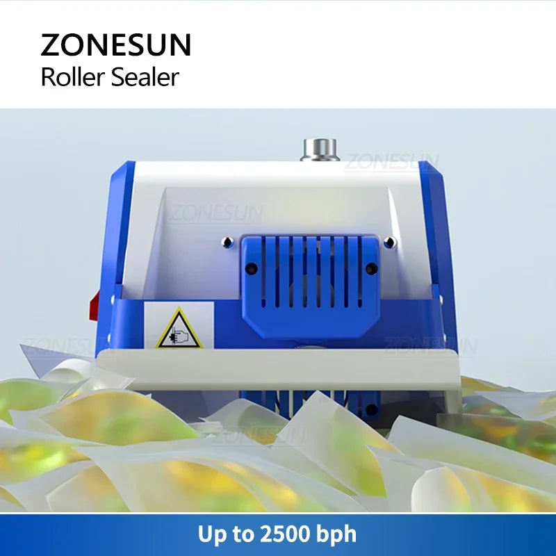 ZONESUN ZS-GLF1P Portable Bag Sealer Roller Sealing Machine Aluminum Foil Composite Plastic Film PE Coated Paper Food Packaging