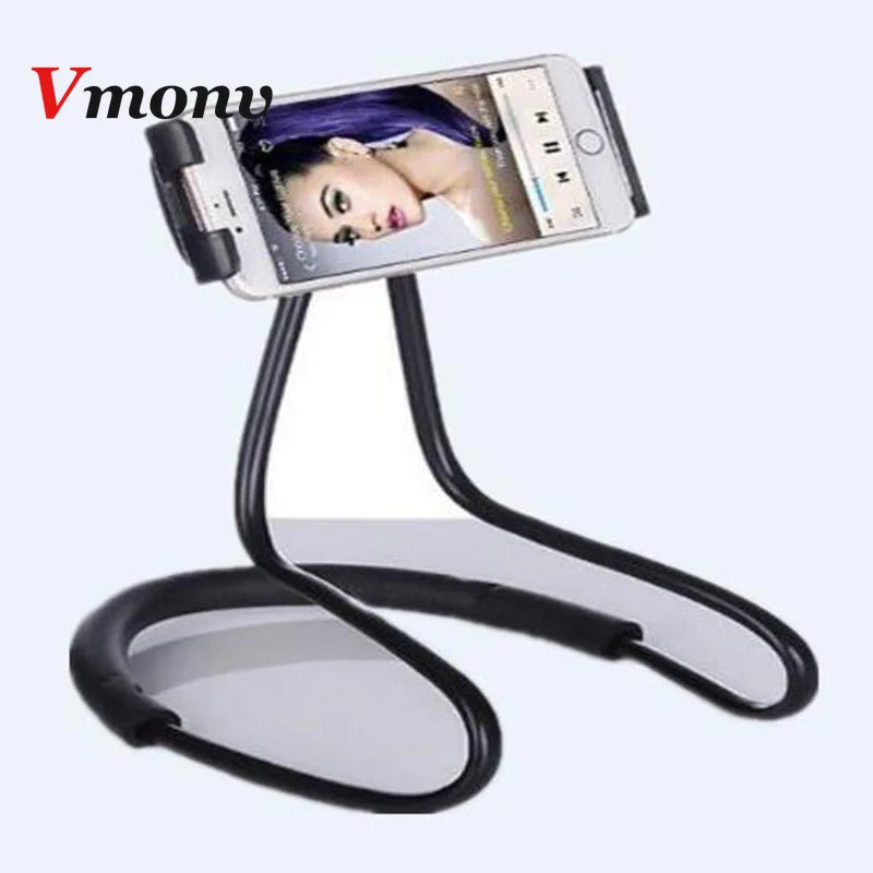 Vmonv Flexible Mobile Phone Holder for iPhone x 11 8 Huawei Samsung Xiaomi Hanging Neck Lazy Necklace Tablet Phone Support Mount