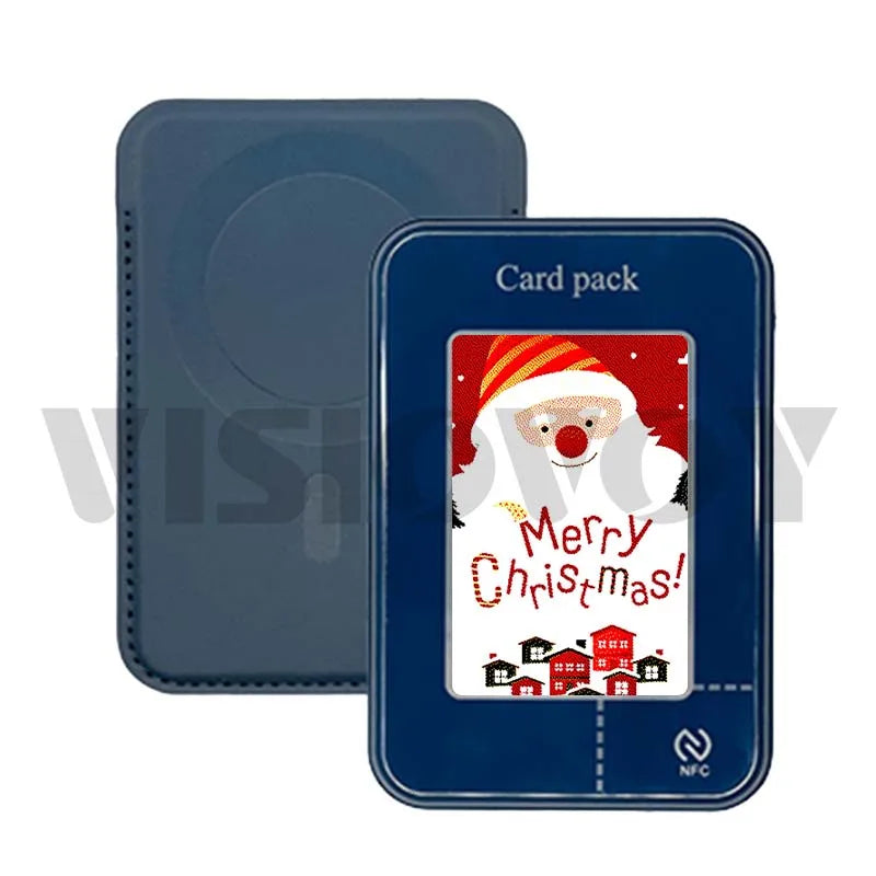 Magnetic Card Holder Wallet Case for iPhone, NFC Function, DIY Phone Cases, Christmas Gifts, E ink, 4 Color Screeen