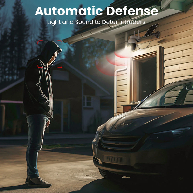 AOSU 3MP PTZ Solar Security Camera Built-in Battery Wireless 2.4Ghz WIFI Camera PIR AI Detection 2-Way Audio Outdoor CCTV Camera