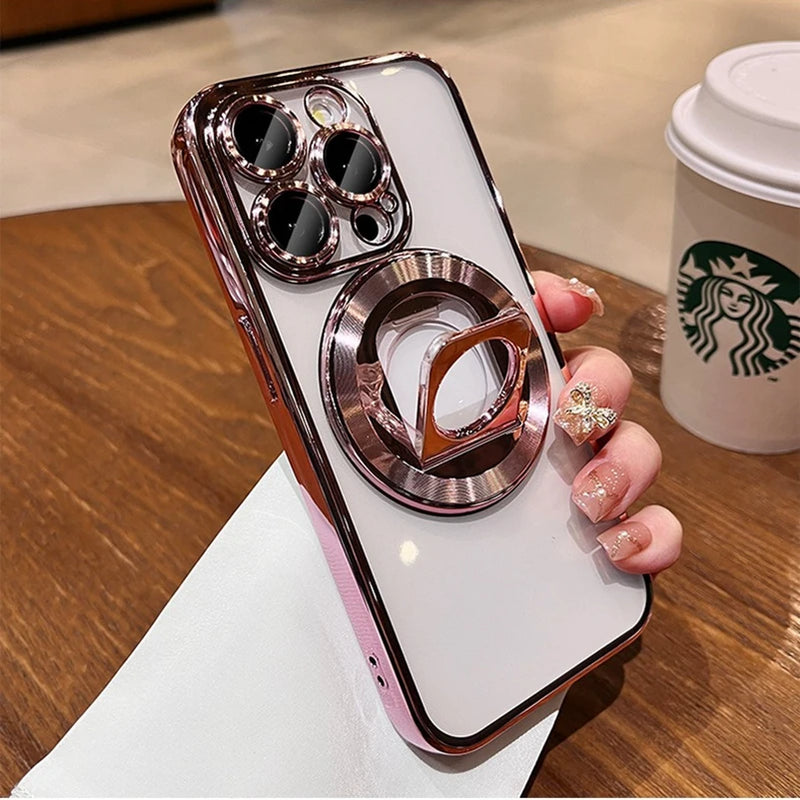 Soft TPU Plating Magsafe Phone Cases for iPhone 11 12 13 14 15 Pro Max 15 Plus Magnetic Ring Holder Case for iPhone 15Pro Cover