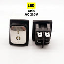 KCD4 Stainless steel waterproof rocker switch ON-OFF4/6Pin electrical equipment switch with LED power supply 16A 250V/20A 125VAC