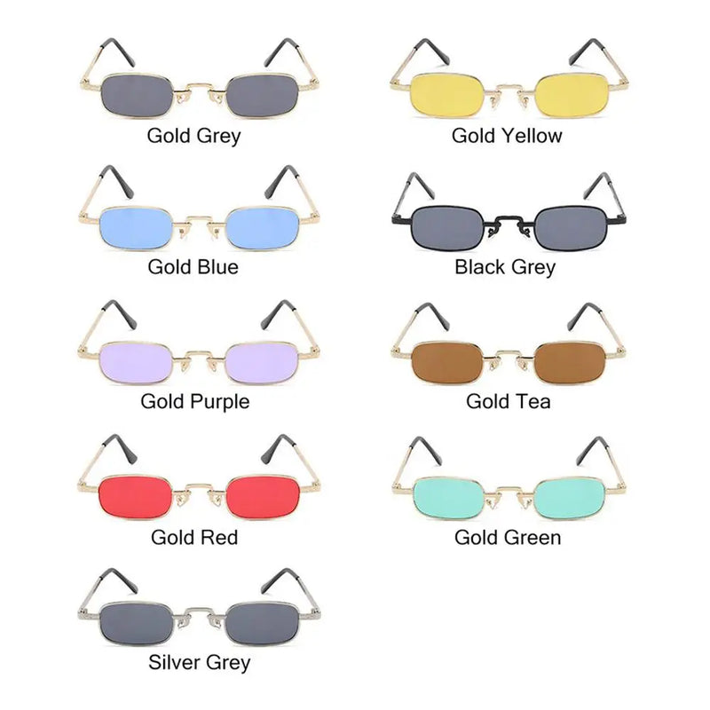 Small Rectangle Sunglasses for Women Men Fashion Retro Metal Frame Sun Glasses Vintage Punk Shades UV400 Protection Eyewear