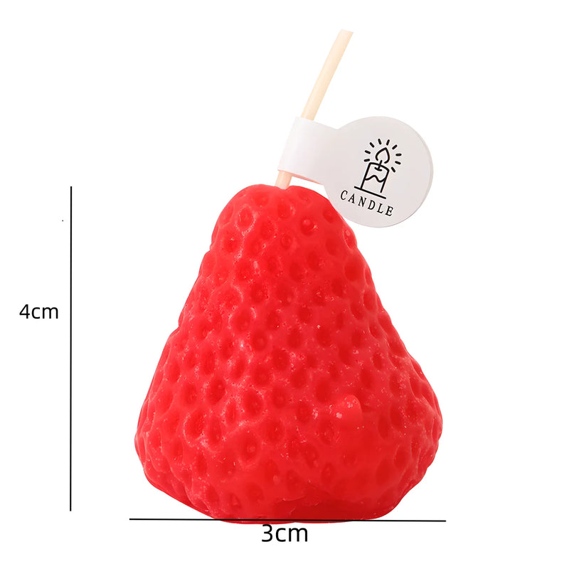 4pcs Strawberry-Shaped Miniature Scented Candles Realistic Fruit-Scented Aromatherapy Candles Perfect as a Trendy Photo Prop