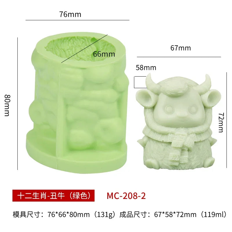 12 Zodiac Candle Silicone Mold 3D Abstract Animal Plaster Resin Making Tool Handmade Soap Ice Chocolate Cake Baking Mould