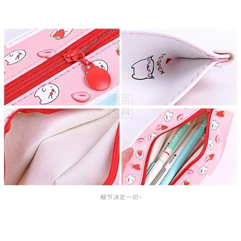 Milk Carton Bag Pupil Cute Pencil Case Creative Large   Female Stationery Box Pink Strawberry Rabbit Make Up Cosmetics