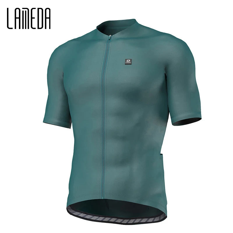 LAMEDA Men's Cycling Jersey Moisture Wicking Short Sleeve Full Zipper Bike Road Biking Shirts for Men MTB Jersey with 3 Pockets