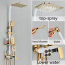 4-Function Button Digital Display Shower Faucet Set Chrome Rain Shower Column Constant Temperature Shower Wall Mounted