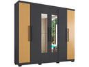 Wardrobe Couple with Mirror 6 Doors 4 Drawers Araplac Braga